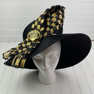 Black and gold formal church hat